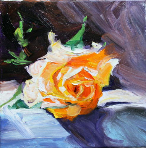 Eine Rose Öl 20x20 cm