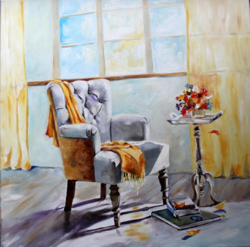 Gelbe Decke Öl 60x60cm