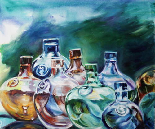 Glasflaschen Öl 50x60cm