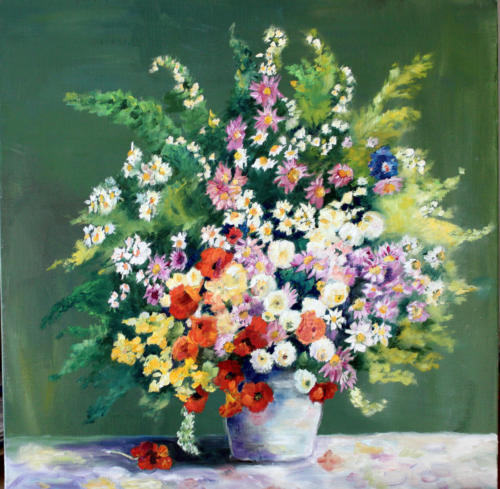 Grüner Strauss Öl 60x60cm