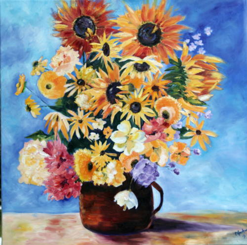 Herbststrauss Öl 60x60cm