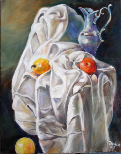 Krug mit Tuch Öl 40x50 cm