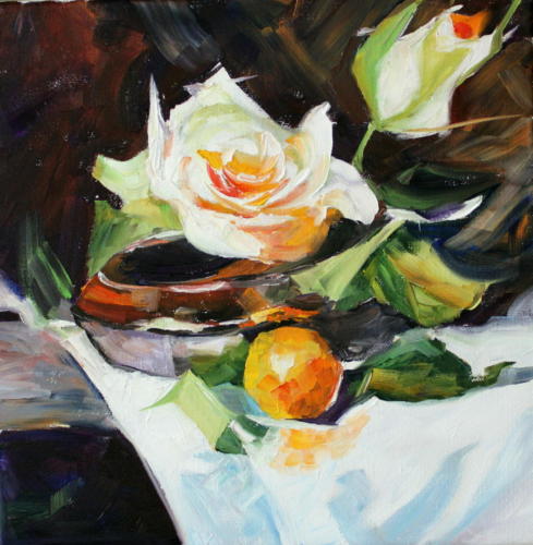 Rosen und Zitrone Öl30x30cm