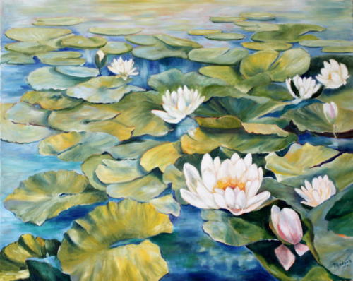 Seerosen 2 Öl  80x100cm
