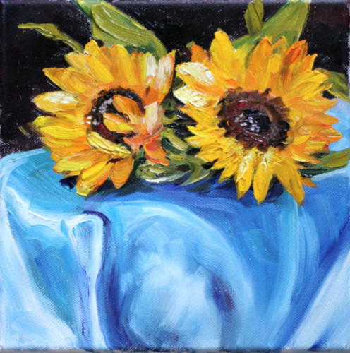 Sonnenblumen klein Öl 20x20 cm