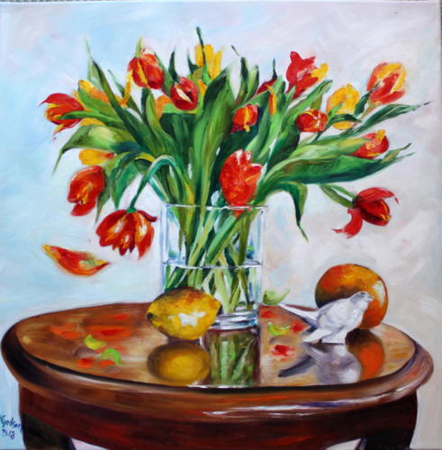 Tulpen Öl 50x50cm