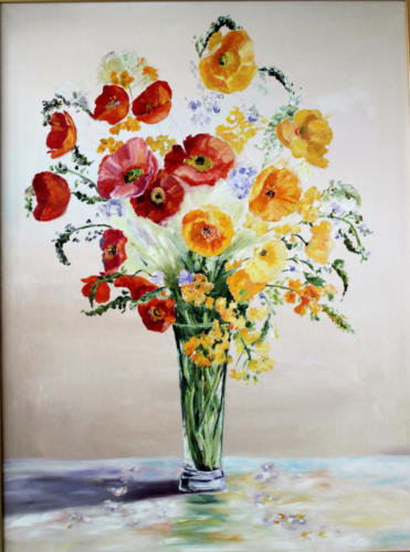 eleganter Mohn Öl 80x60cm
