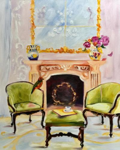 venezianisches Interieur Öl 50x40cm