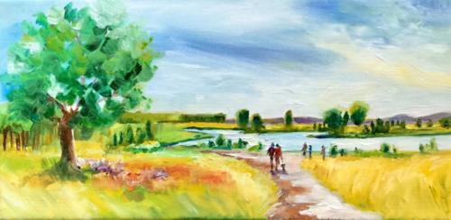 Auenlandschaft Öl  20x40cm