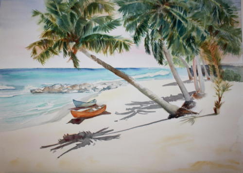 Barbados White Sands Aquarell 50x70cm