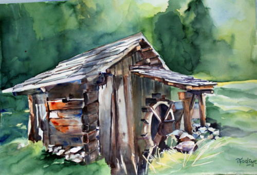 Berghütte Aquarell 50x70cm