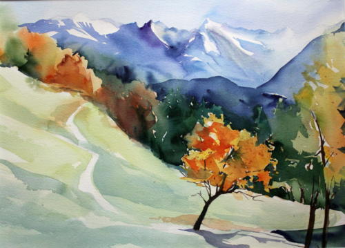 Bergwelt Aquarell 50x70cm