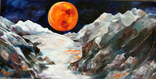 Blutmond Öl 50x100cm