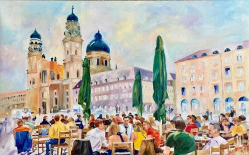 Cafe Odeonsplatz, Öl, 40x60cm