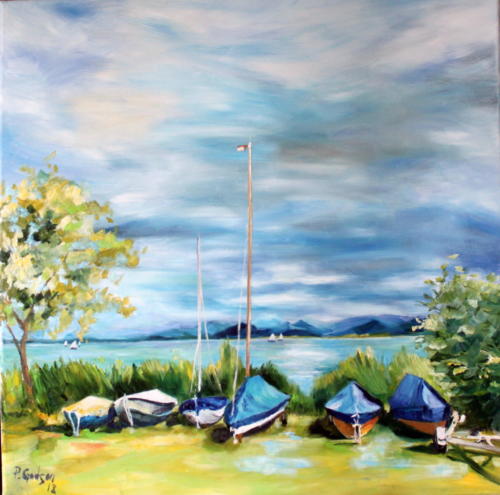 Chiemsee Gstadt Öl 50x50cm