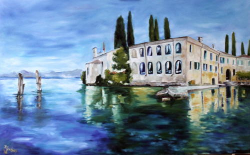 Gardasee Punta San Vigilio Öl 70x105cm