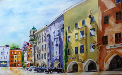 Herrengasse Wasserburg Öl 50x80cm