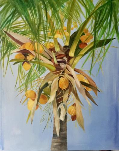 Kokos Palme Barbados ,Öl 100x80 cm