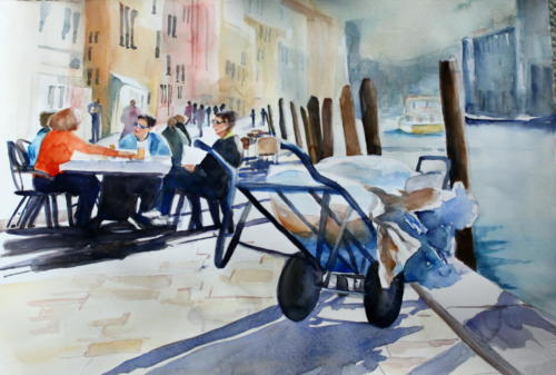 Venedig Cafe Aquarell 50x70cm
