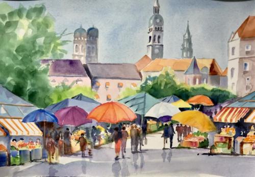 Viktualienmarkt Aquarell 50x70cm