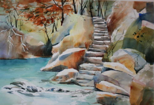 Weissbach Klamm Aquarell 50x60cm
