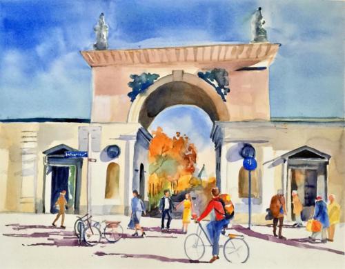 odeonsplatz,Aquarell 38x48 cm