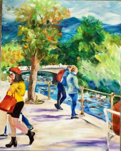 Ausflug in Meran Öl 50x40cm