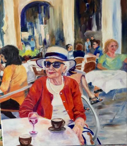 Cafe in Venedig Öl 40x30cm
