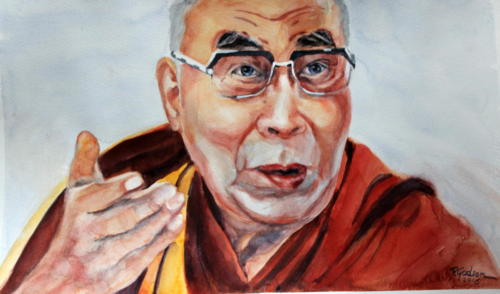 Dalai Lama Aquarell 50x70cm