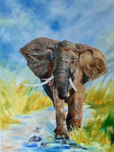 Ein Elefant Öl 80x60cm