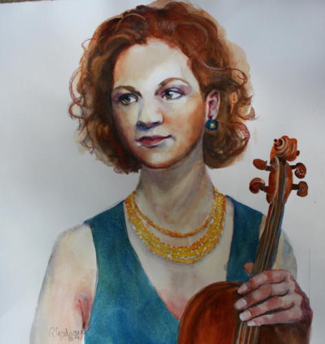 Musikerin Aquarell 50x40cm