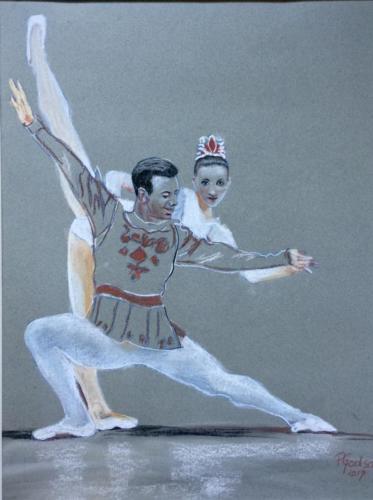 Pas de deux Pastell 60x50cm