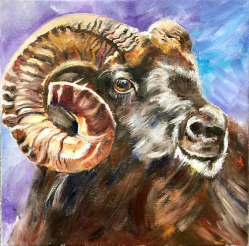 Steinbock Öl 30x30cm