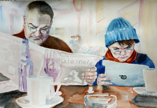 Times Aquarell 50x70cm