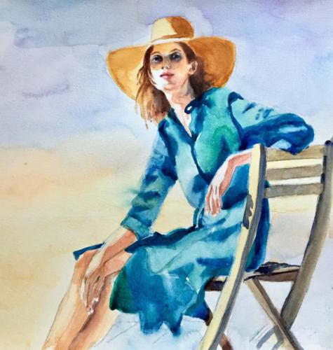 der Hut Aquarell  40x30cm