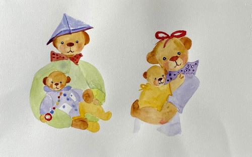 Bärenfamilie Aquarell
