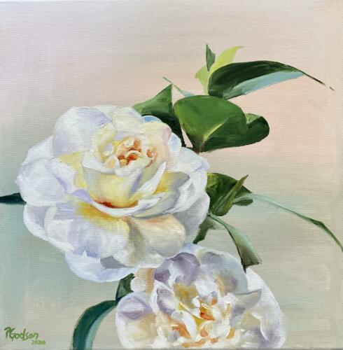 Blüten in weiss,Öl,40x40cm