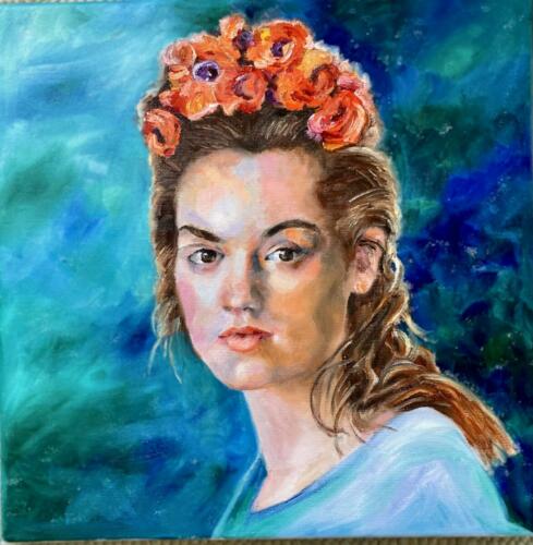 Blumenportrait,Öl,40x40cm