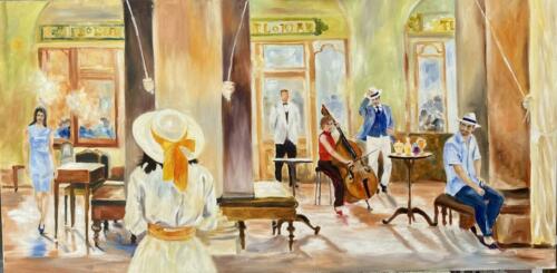 Cafe Florian,Öl 50x100 cm