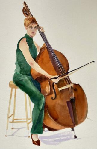 Die Dame und das Cello,Aquarell 40x60cm