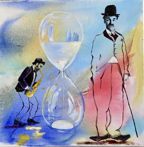 Hommage an Chaplin Öl
