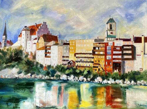 Innfront Wasserburg, 50x60 cmÖl