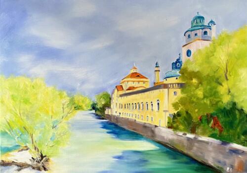 Isar,München,Öl,50x70cm