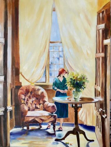 Lady in Grün,Öl, 80x60 cm