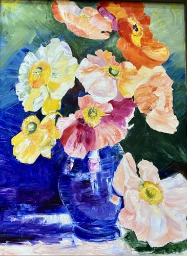 Mohn in Vase Öl