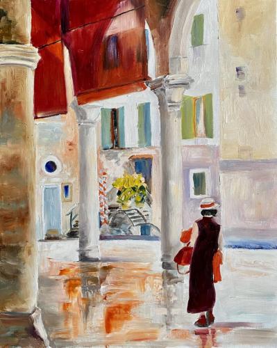 Venedig Spaziergang Öl